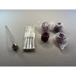 Candle Lovers Lot  Includes 4 Candles, 4 Candle Holders & Candle Snuffer Silver